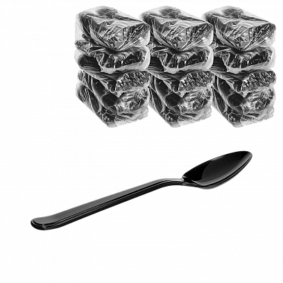 Premium Черная ложка чайная - 50шт пластиковая (30уп*кор)