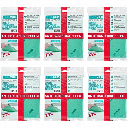 LM Салфетка вискозная 34х38 - 3шт антибактериальная (30уп*кор) пл.110г/м