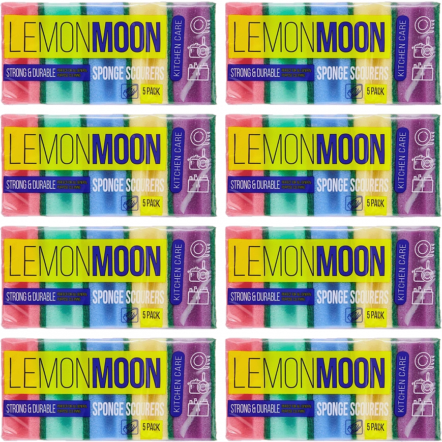 Губка пл.650 ФРЕЗА Желтая EL с Фиолетовом с абразивом /96х64х42/ "Lemon Moon" 5шт (72шт-уп) 