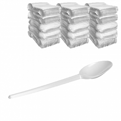 Белая ложка столовая - 100шт пластиковая (36уп*кор) Белая ложка столовая - 100шт пластиковая (36уп*кор)