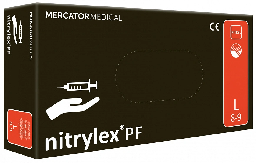 Перчатки Нитриловые черные 3,6гр "Mercator" - L 50пар в упак  (10уп в кор) 1