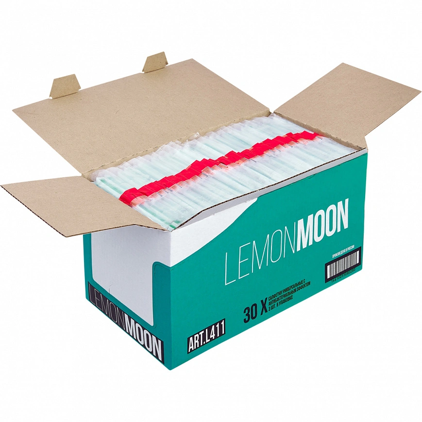 Салфетка вискозная 34х38см плотность 110г/м "Lemon Moon Anti-bacterial" 3шт (30шт-уп) 