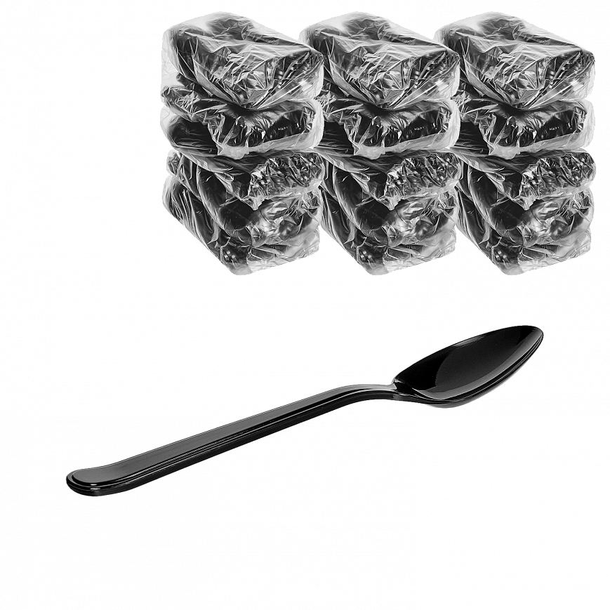Premium Черная ложка чайная - 50шт пластиковая (30уп*кор)