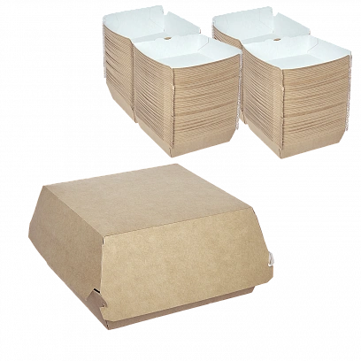 DE Burger коробка для бургера крафт L - [150шт] 120х120х70