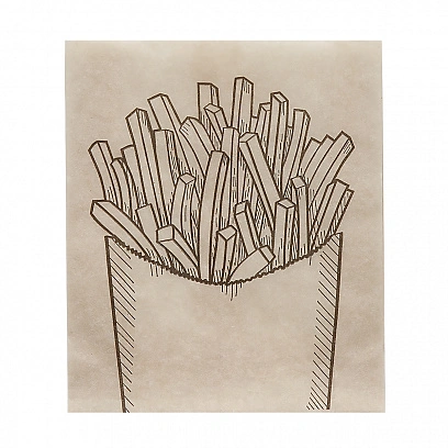 Пакет для картофеля фри крафт 115х100х30 - 100шт жиростойкий (20шт*кор)