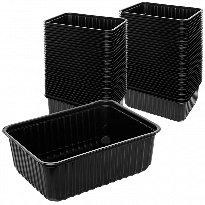 Д-Полимер Контейнер черный 179х132 прямоугольный 1000мл - 50шт  (10уп*кор)