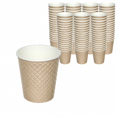 Стакан 2сл вафельный крафт 250мл - 25шт бумажный (20уп*кор)