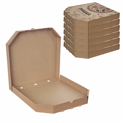 Коробка для пиццы 30х30 Крафт / Три цвета микрогофра (130шт)