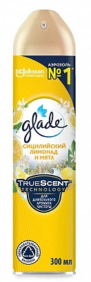 Освежитель воздуха "Glade" 300мл - сицилийский лимонад и мята (12шт*уп)