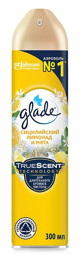 Освежитель воздуха "Glade" 300мл - сицилийский лимонад и мята (12шт*уп) Освежитель воздуха "Glade" 300мл - сицилийский лимонад и мята (12шт*уп)