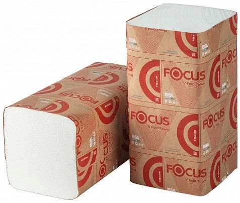 Бумажные полотенца V-сложения 2сл 200л "Focus" /23*23см/ (15шт) 