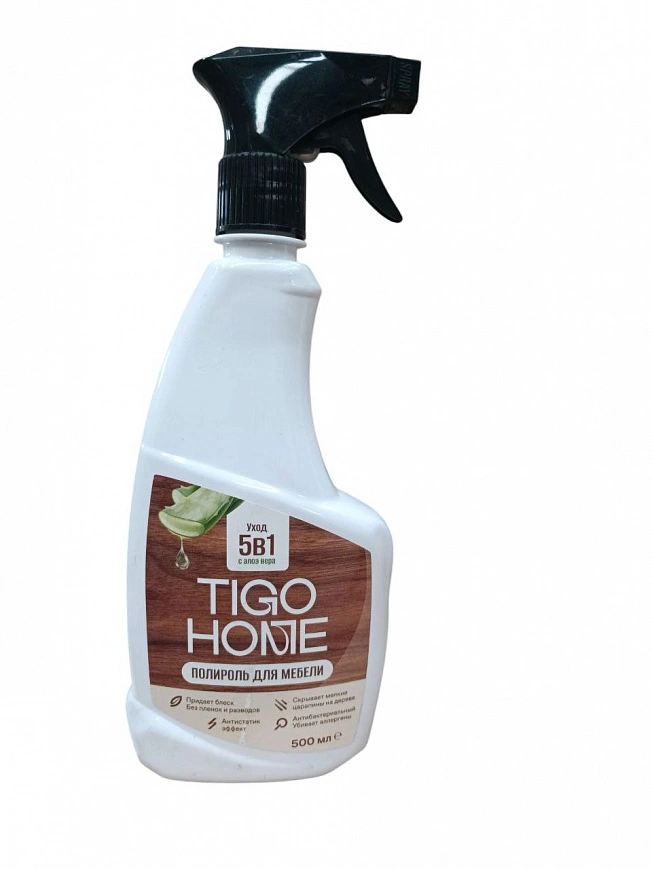 Tigo Home - Полироль для мебели 500мл 5 в 1 с алоэ, спрей (15шт*кор) 