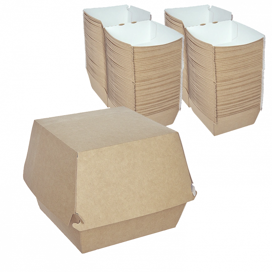 "DoECO" Коробка для бургера крафт - XL 112х112х112 (150шт в кор) "DoECO" Коробка для бургера крафт - XL 112х112х112 (150шт в кор)