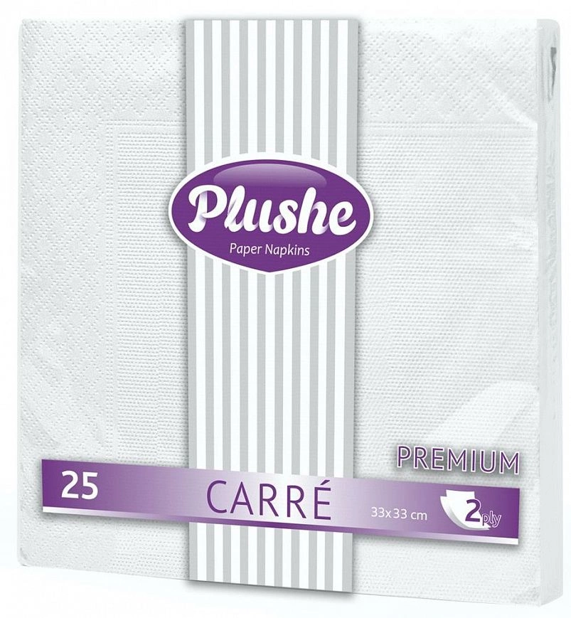 Салфетки 33х33 2сл Белые 25л "Plushe" (30шт-уп) Салфетки 33х33 2сл Белые 25л "Plushe" (30шт-уп)
