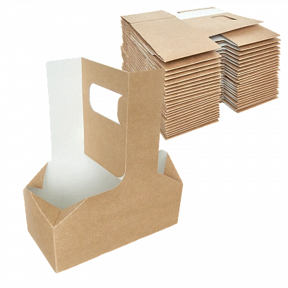 DE Cupholder Держатель картонный для 2-х стаканов - 50шт (7уп*кор) 