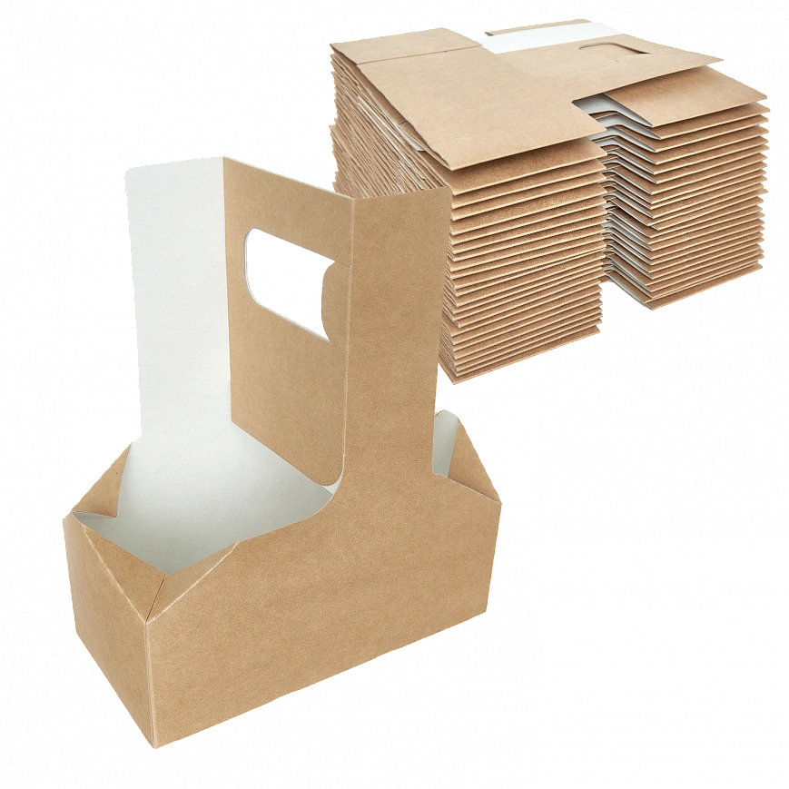 DE Cupholder Держатель картонный для 2-х стаканов - 50шт (7уп*кор) 