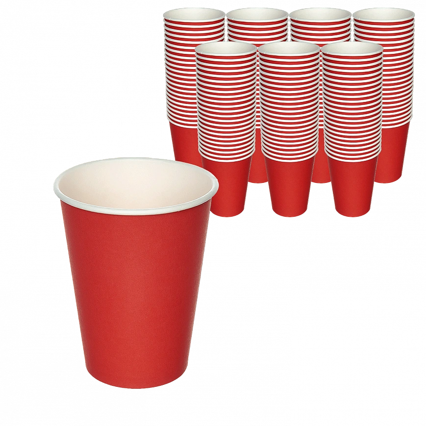 Стакан 1сл красный 330мл - 50шт бумажный (16уп*кор) 