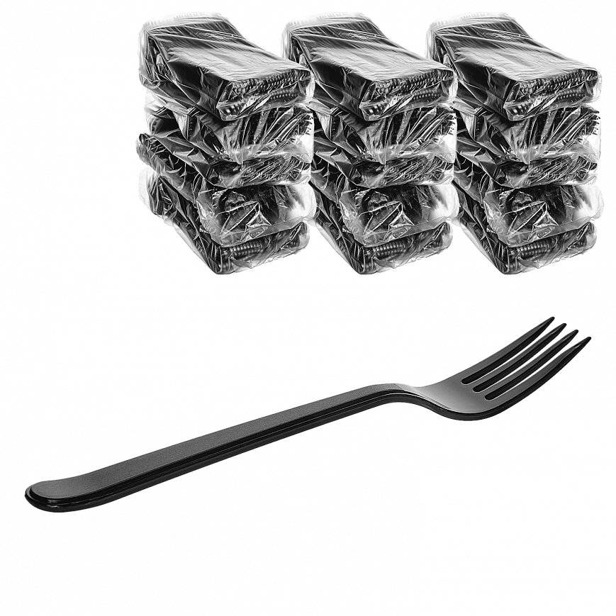 Premium Черная вилка - 50шт пластиковая (30уп*кор)