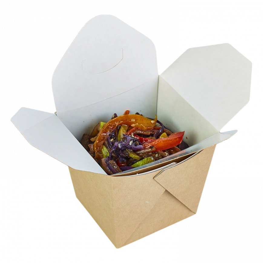 Noodles - контейнер Wok 500мл /20шт/ квадратный крафт DoECO Noodles - контейнер Wok 500мл /20шт/ квадратный крафт DoECO