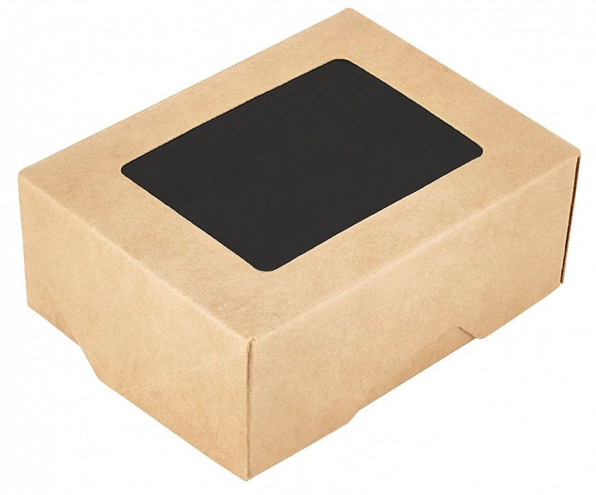 "1Земля" Коробка для еды с окном  350мл /80х100х40мм/ Черный 25шт (24шт-уп)