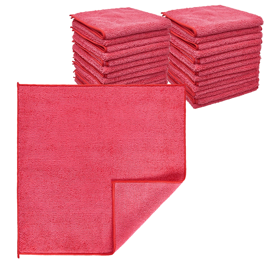 Микрофибра 40х40 - оверлок Красная 280гр (90шт*кор)