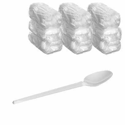 Белая ложка чайная - 100шт пластиковая (30уп*кор)