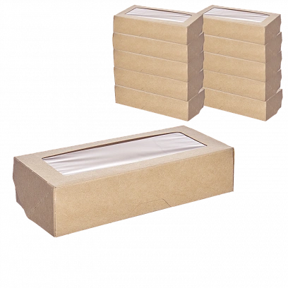 "1EA" OneBox - коробка с окном  500мл крафт 25шт /70*170*40/ (14уп*кор) 