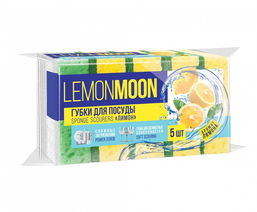 Губка 100*71*36 - 5шт желтая с зеленым с абр. пл.750 "Lemon Moon" SB (10уп*кор) Губка 100*71*36 - 5шт желтая с зеленым с абр. пл.750 "Lemon Moon" SB (10уп*кор)