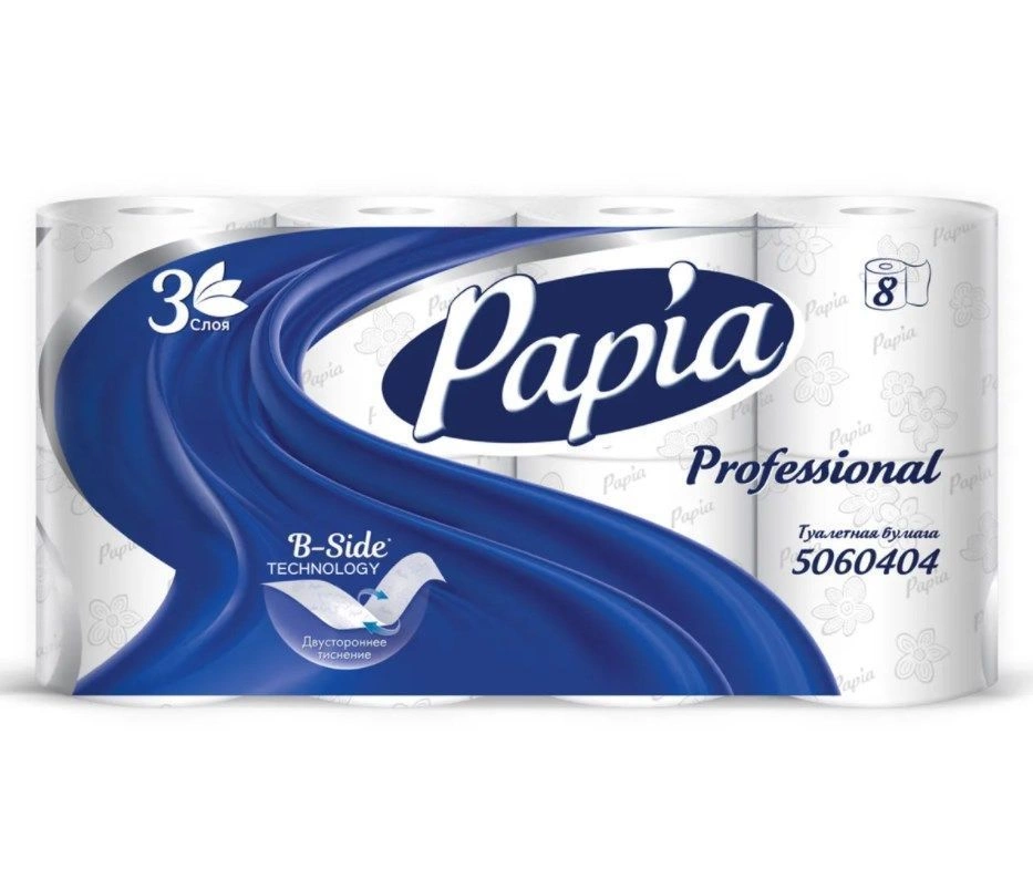 Туалетная бумага 3сл 20м Белая "Papia" (56шт) 5060404 Туалетная бумага 3сл 20м Белая "Papia" (56шт) 5060404