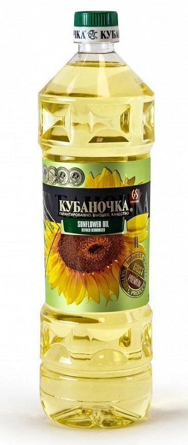 Масло подсолнечное рафинированное высший сорт ГОСТ "Кубаночка" 1 л (15шт/упак)