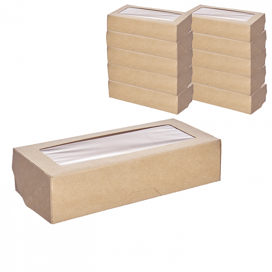 1EA OneBox коробка с окном  500мл - 25шт крафт (14уп*кор) 70х170х40