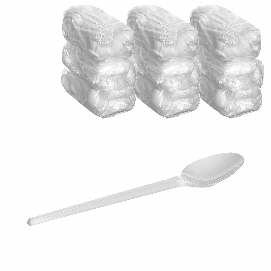 Белая ложка чайная - 100шт пластиковая (30уп*кор)