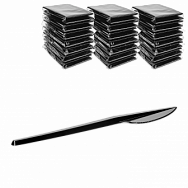 Черный нож пластиковый 100шт (25шт-уп)