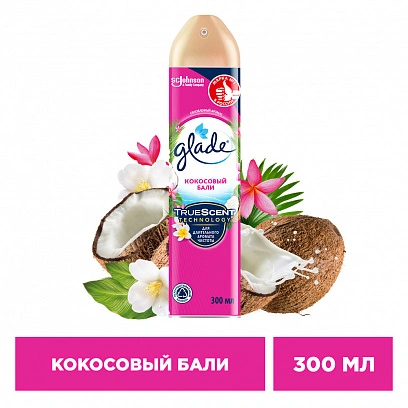 Освежитель воздуха "Glade" 300мл Кокосовый Бали (12шт в упак)