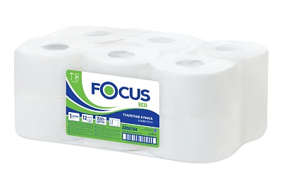 FOCUS Туалетная бумага 1сл 200м - [12шт] ярко-белая, эконом 