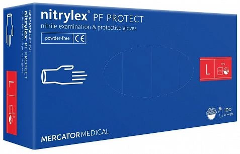 Перчатки Нитриловые голубые "Protect Mercator" - L (100пар) 1 