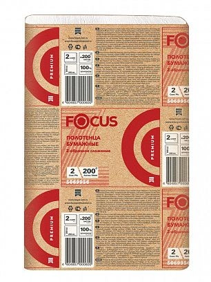 Бумажные полотенца Z-сложения 2сл 200л "Focus" /24*20см/ (12шт) 5069956