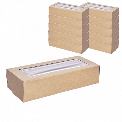 1Земля Коробка для еды с окном  500мл /70х170х40мм/ Черный 25шт в упак (14уп в кор) OneBox