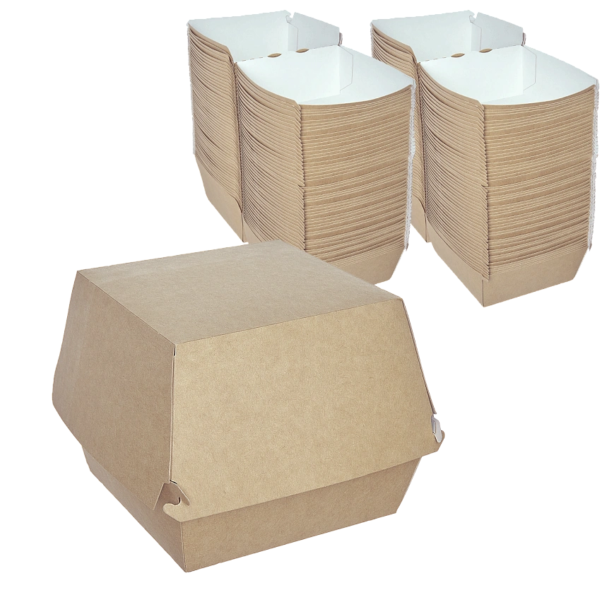 DE Burger коробка для бургера крафт XL - [150шт] 112х112х112