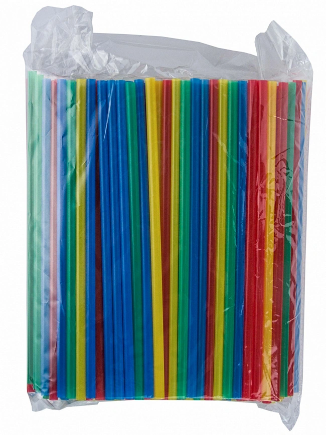 Трубочки прямые  8х240мм - 250шт цветные (20уп*кор)
