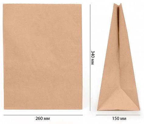 Пакет бумажный без ручек 70гр 260х150х340 "ТП" (450шт) 15-47-1
