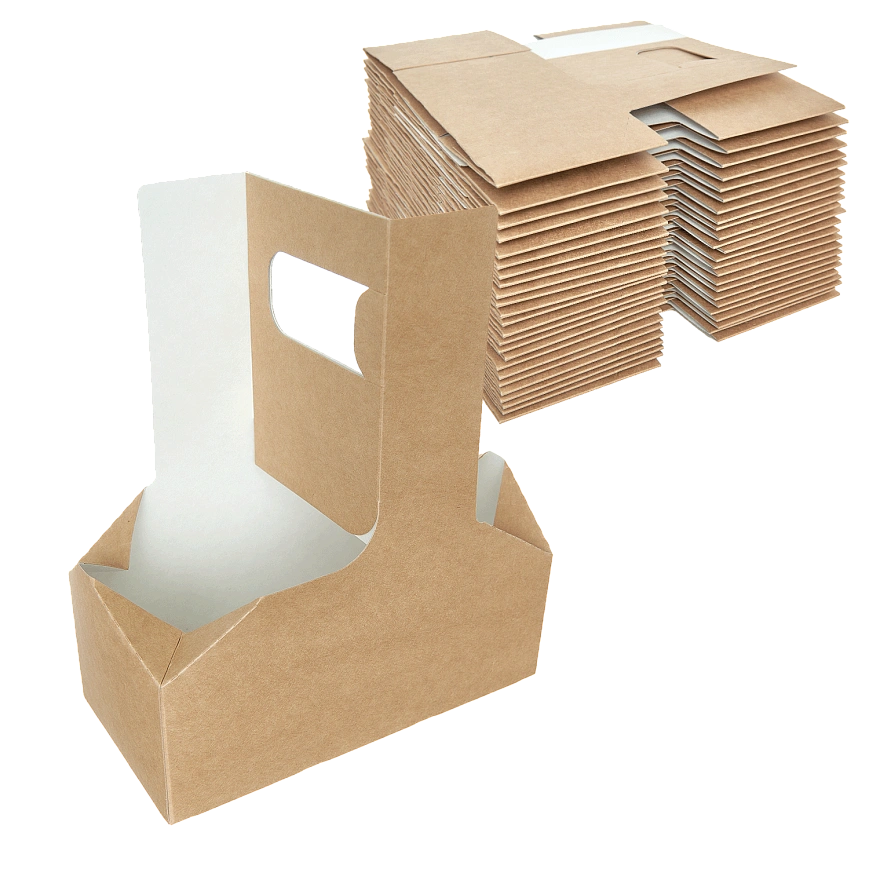 DE Cupholder Держатель картонный для 2-х стаканов - 50шт (7уп*кор) 
