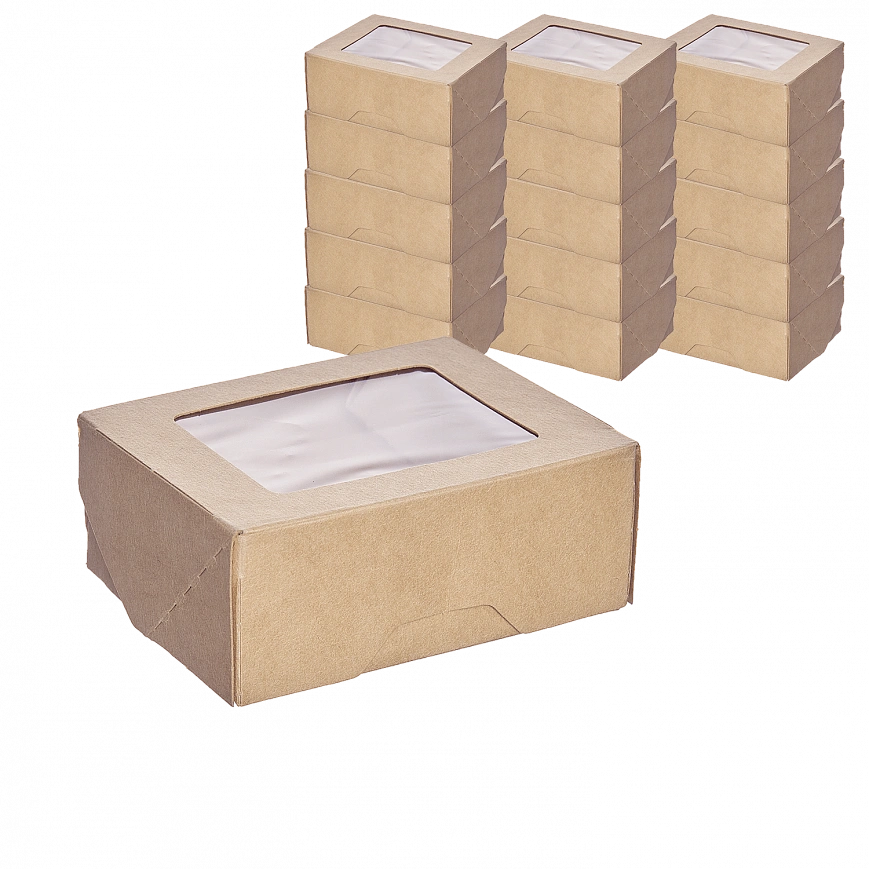 1EA OneBox коробка с окном  350мл - 25шт крафт (24уп*кор) 80х100х40 