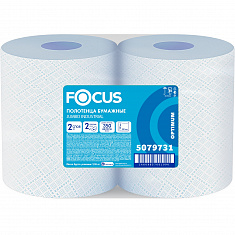 FOCUS Полотенца бумажные голубые в рулоне 2сл 350м - [2шт] лист 35х24