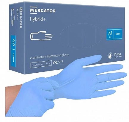 Перчатки Hybrid+ голубые "Mercator" - M (50пар) 