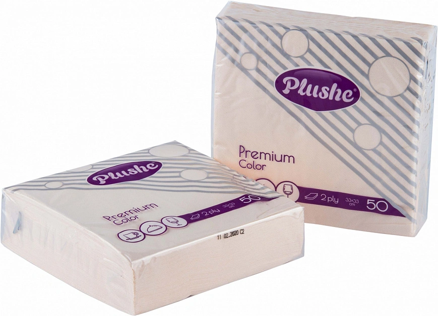 Plushe салфетки 33х33 Кремовые 2сл 50л - [16шт] с тиснением 