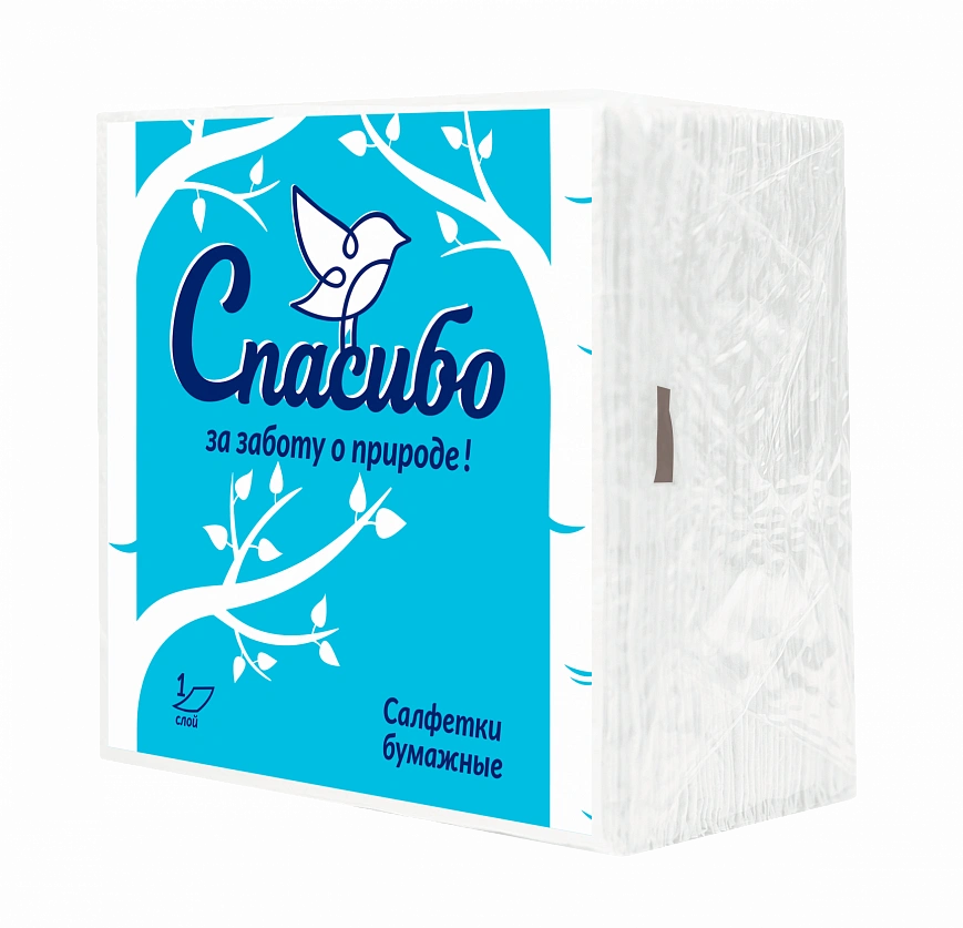 Салфетки 22х22 Белые 1сл 70л - [20шт] Спасибо, Plushe 
