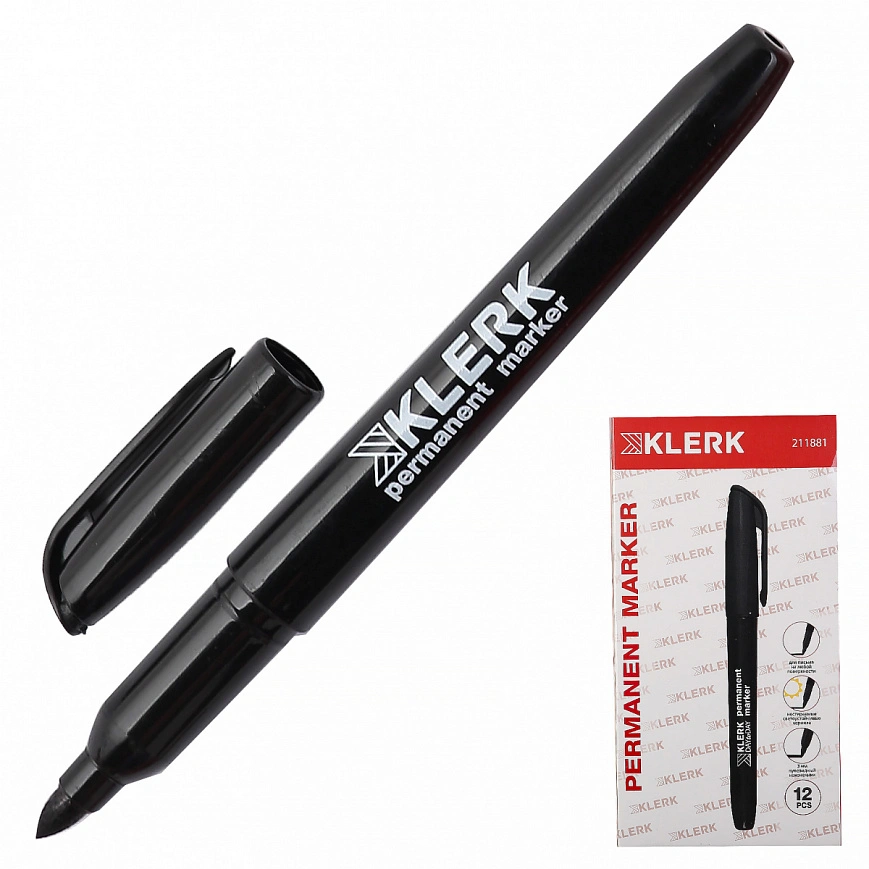 Маркер перманентный черный - 3мм Klerk Day (10шт*кор) 
