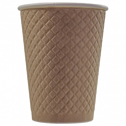 Стакан 2сл вафельный крафт 330мл - 25шт бумажный (20уп*кор) 