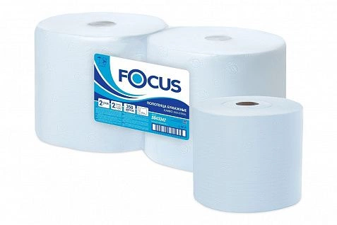 Бумажные полотенца в рулоне 2сл 350м Синие "Focus" /35*24см/ (2шт) 5043342